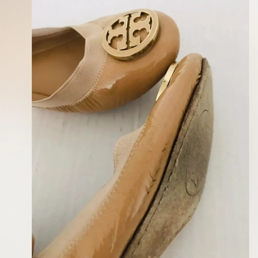 Tory Burch Nude Caroline Ballet Flats Womens Size 6 Beige Slip On